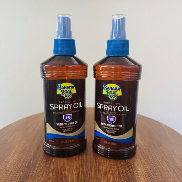 Banan Boat Protective Spray CoconutOil SPF 15, 8 Fl Oz Lot Of 2 Sealed, Exp 6/27 - Picture 1 of 5